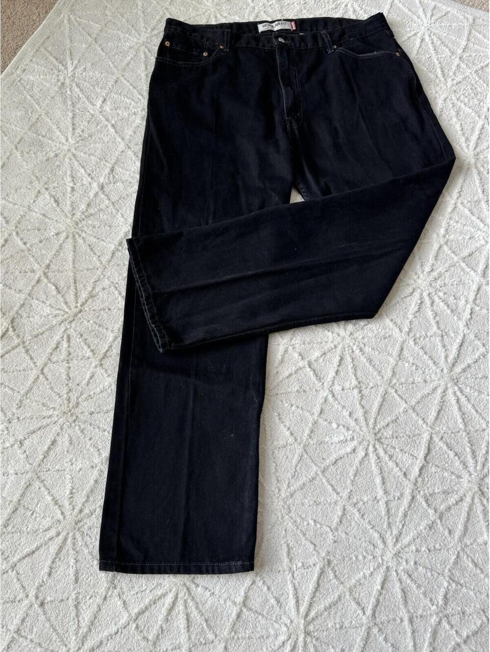 Levis 505 Jeans Mens 42x32 Black Rinse Straight Regular Fit Denim Zip Fly